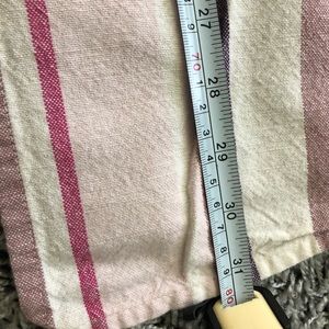 Pink striped table cloth